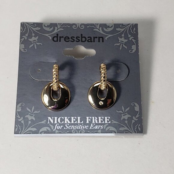 2/$30 Gold tone Dainty Interconnected Hoops Post Drop Earrings, 0.75" - Jewelry - Picture 8 of 11